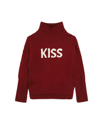 Wool high-neck jumper – Marled Red