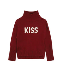 Pull col montant en laine - Rouge Chiné
