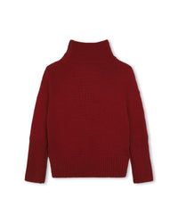 Pull col montant en laine - Rouge Chiné