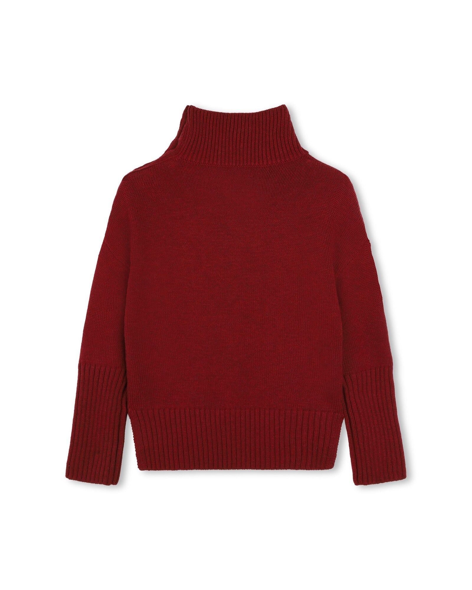 Pull col montant en laine - Rouge Chiné