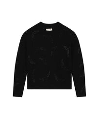 Pull à détails strass en laine - Black