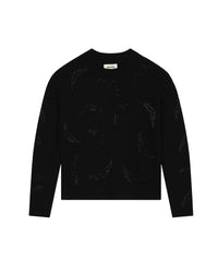 Pull à détails strass en laine - Black