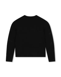 Pull à détails strass en laine - Black