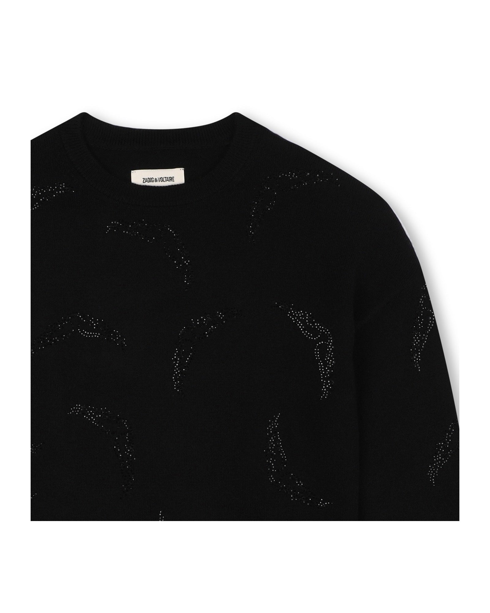 Pull à détails strass en laine - Black