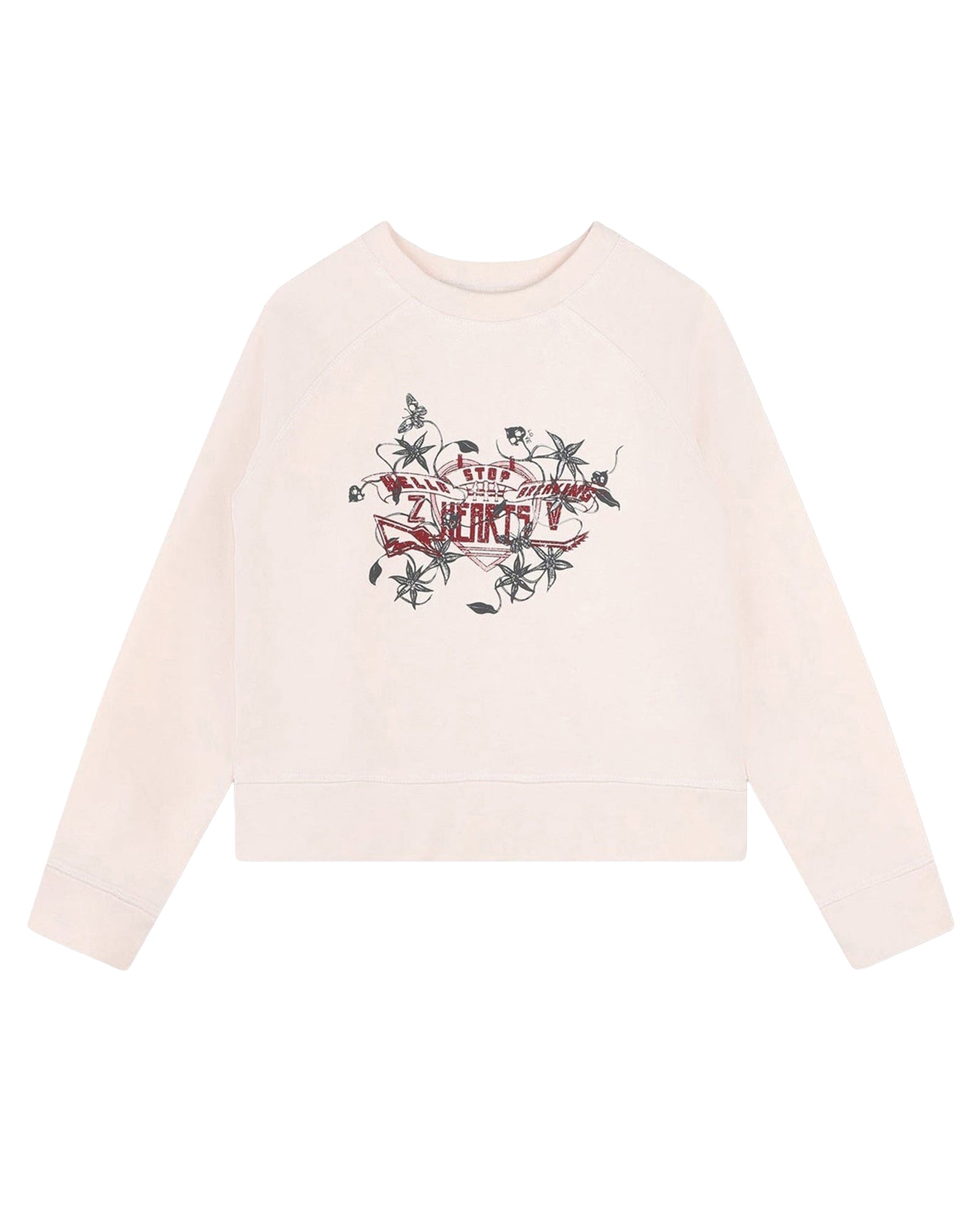 Embroidered fleece sweatshirt - Litchi