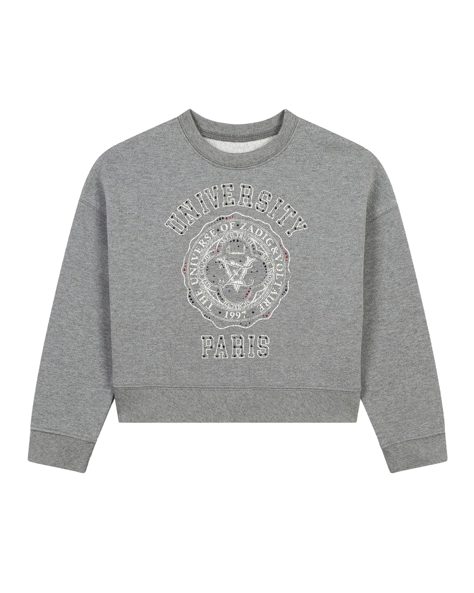 Sweatshirt fantaisie en molleton - Gris Chiné
