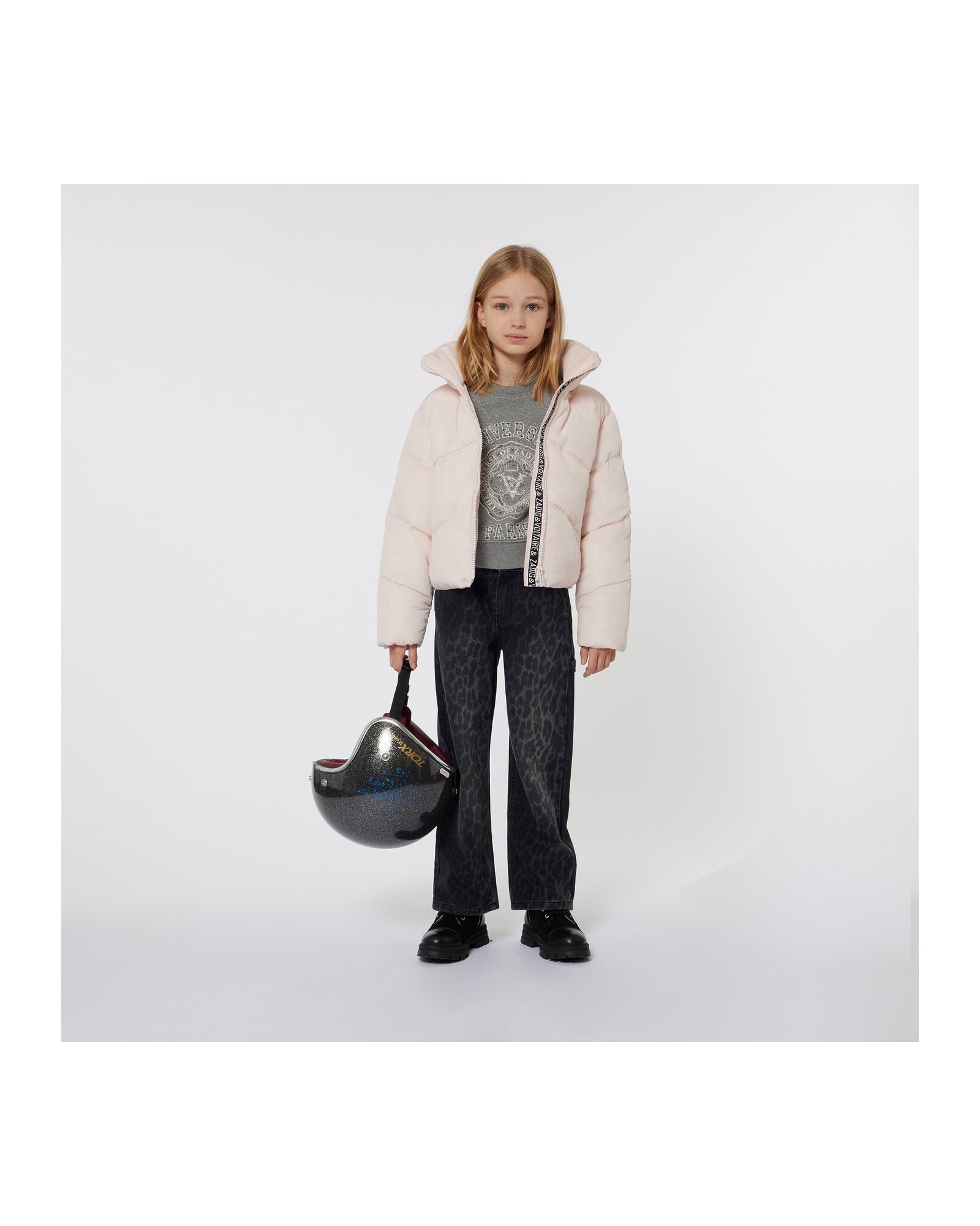 Sweatshirt fantaisie en molleton - Gris Chiné