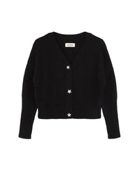 Cardigan col V à boutons en laine - Black