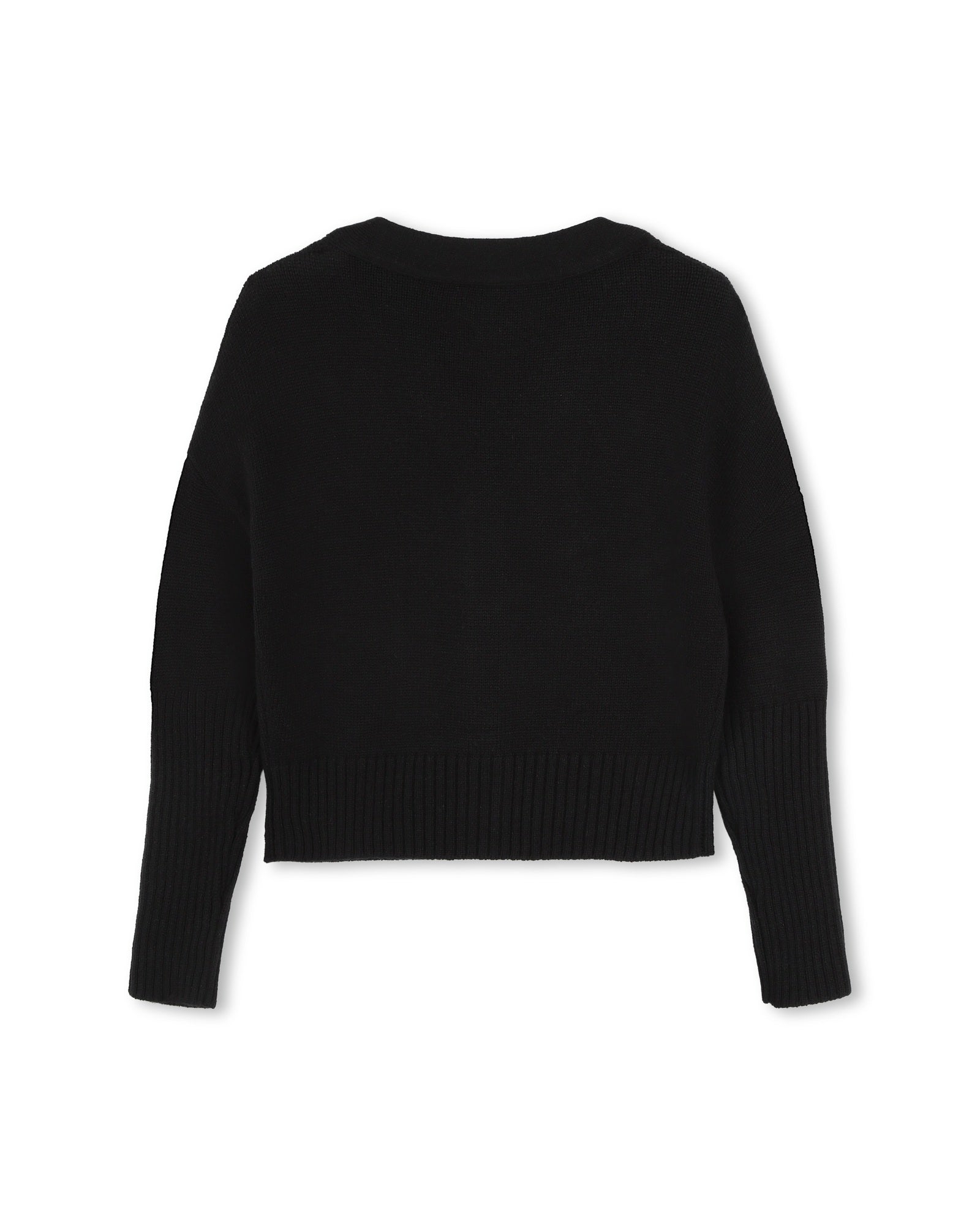 Cardigan col V à boutons en laine - Black