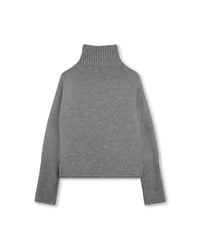 Pull col montant en laine - Gris Chiné