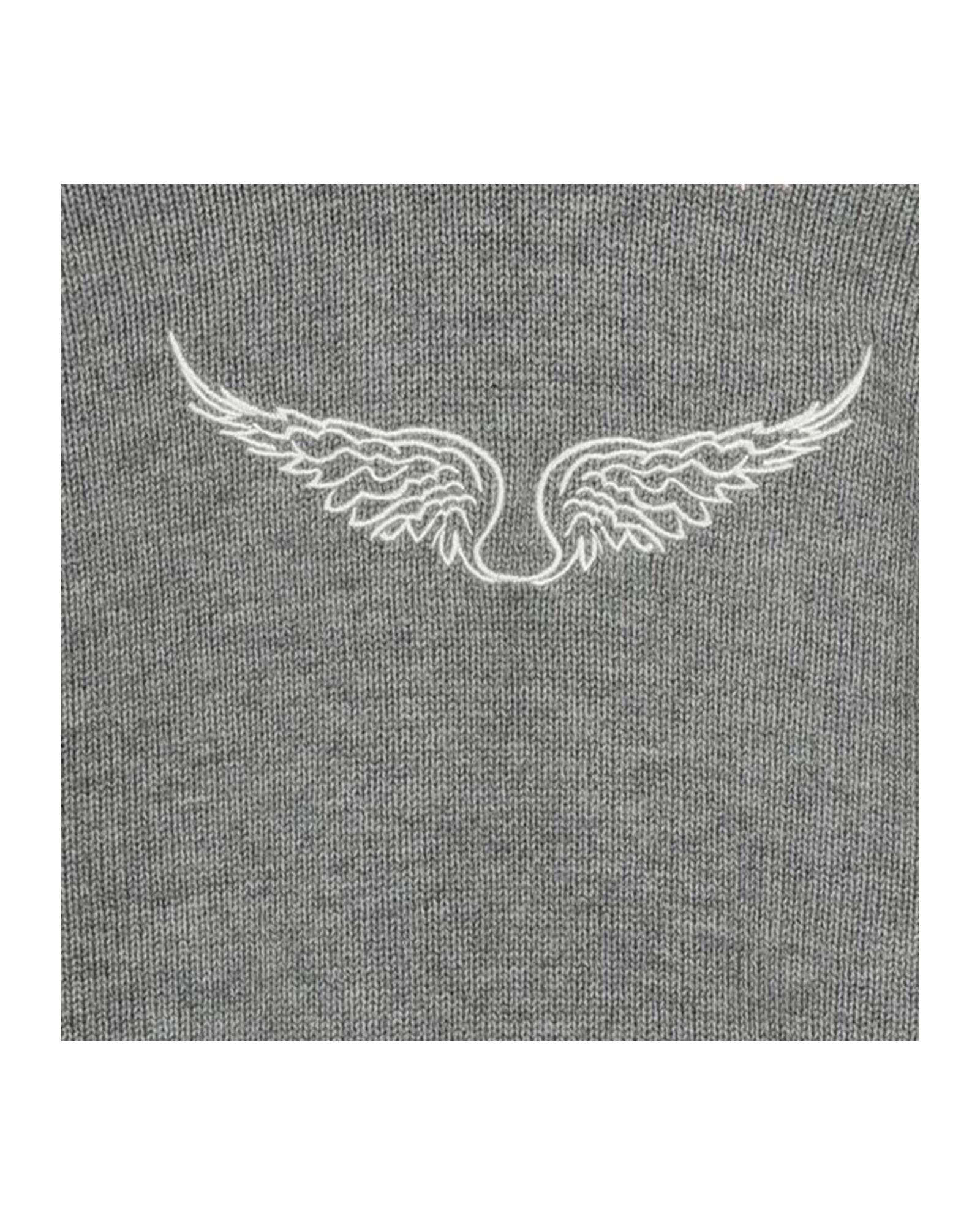 Pull col montant en laine - Gris Chiné