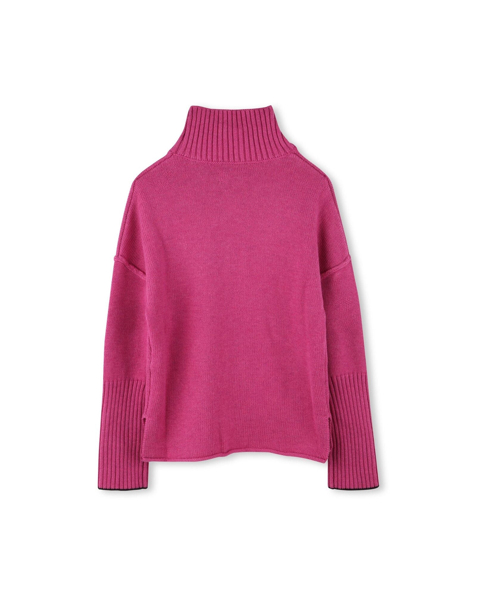 Pull col montant en laine - Rose Foncé