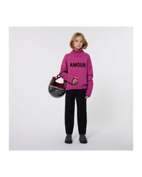 Pull col montant en laine - Rose Foncé
