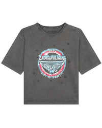 Short-sleeved T-shirt with cotton illustrations - Black