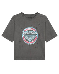 Short-sleeved cotton T-shirt with illustrations - Black