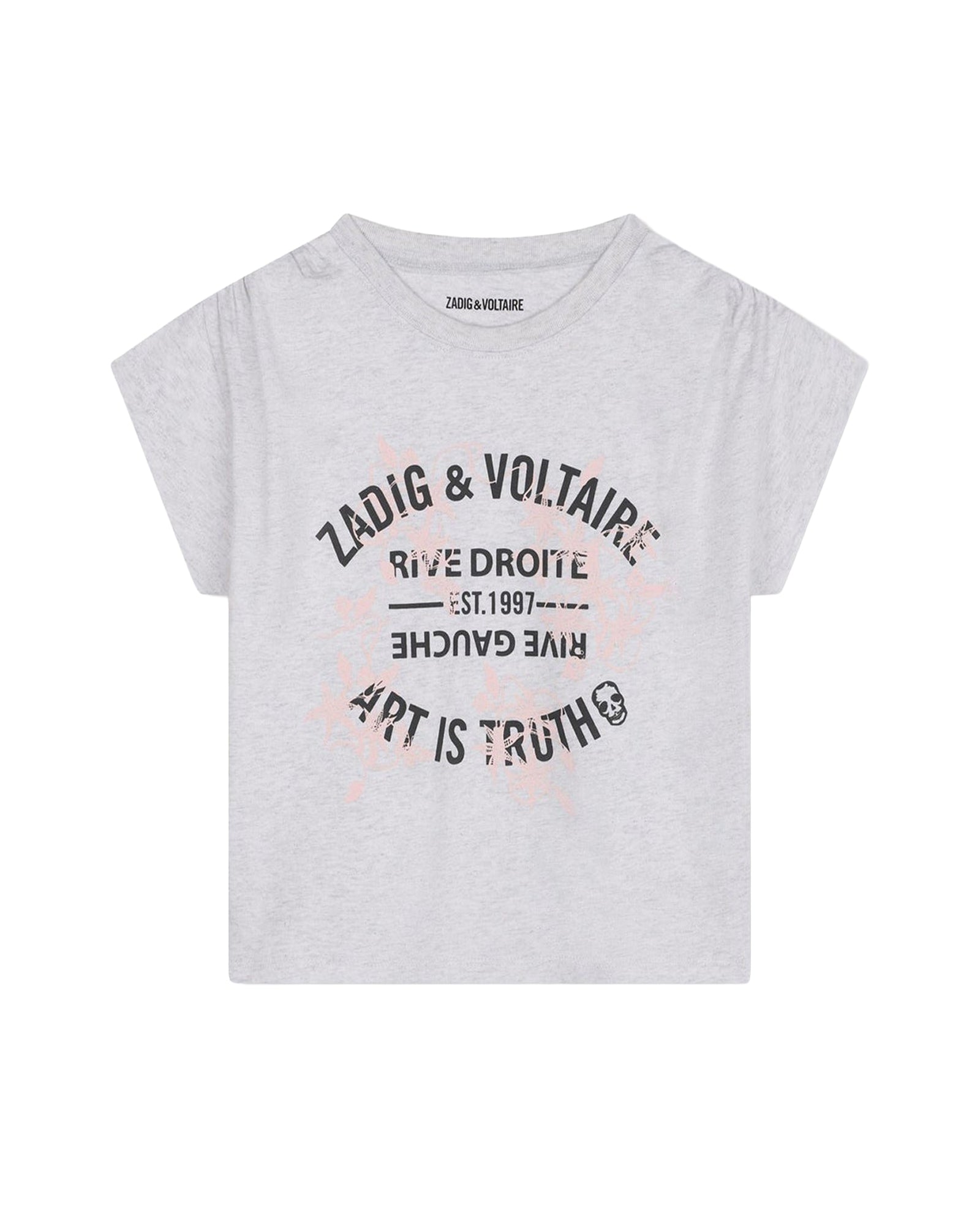 T-shirt à manches courtes à illustrations en coton - Gris Clair