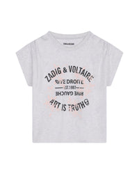 Short-sleeved cotton T-shirt with illustrations – Light Grey