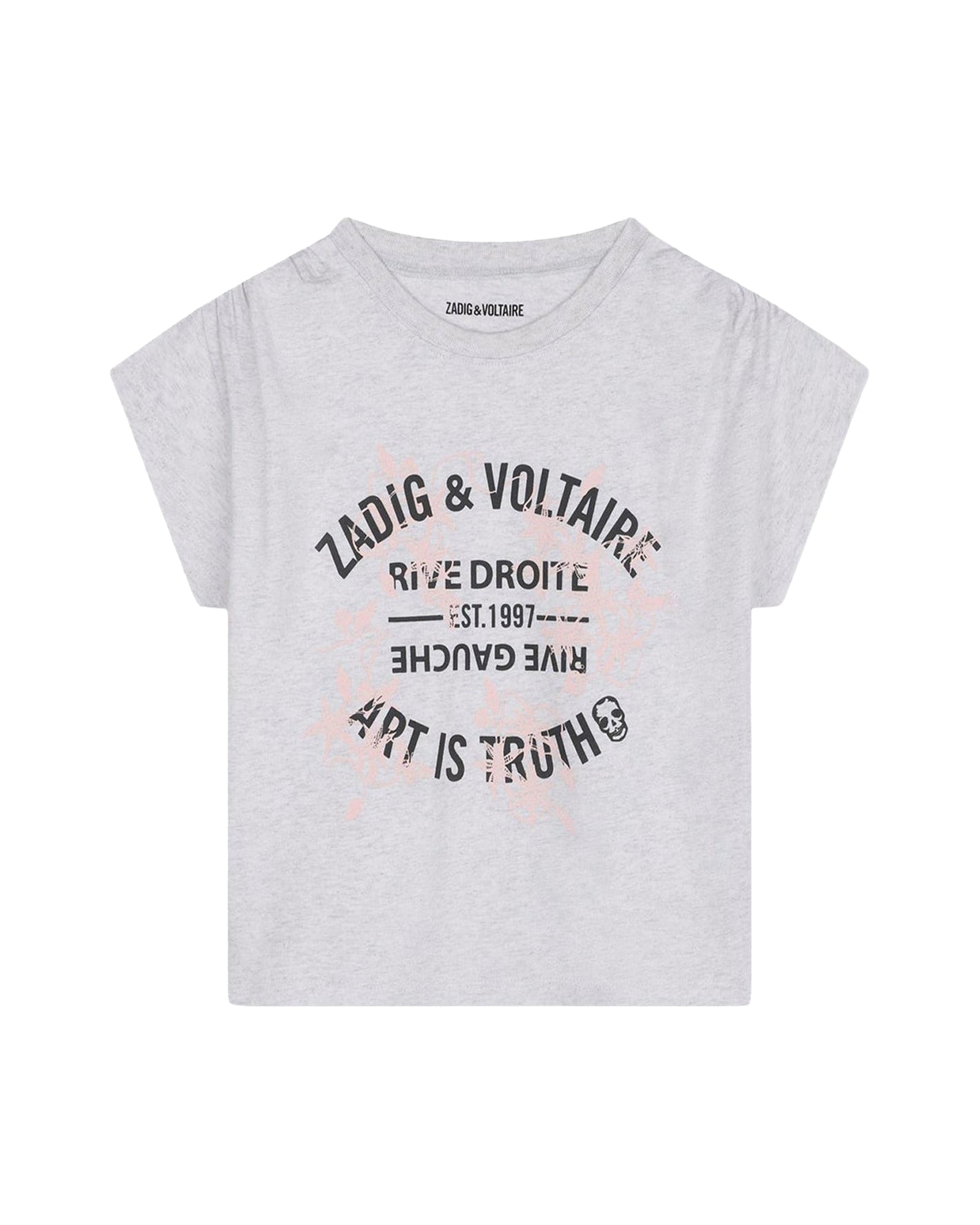 Short-sleeved cotton T-shirt with illustrations – Light Grey