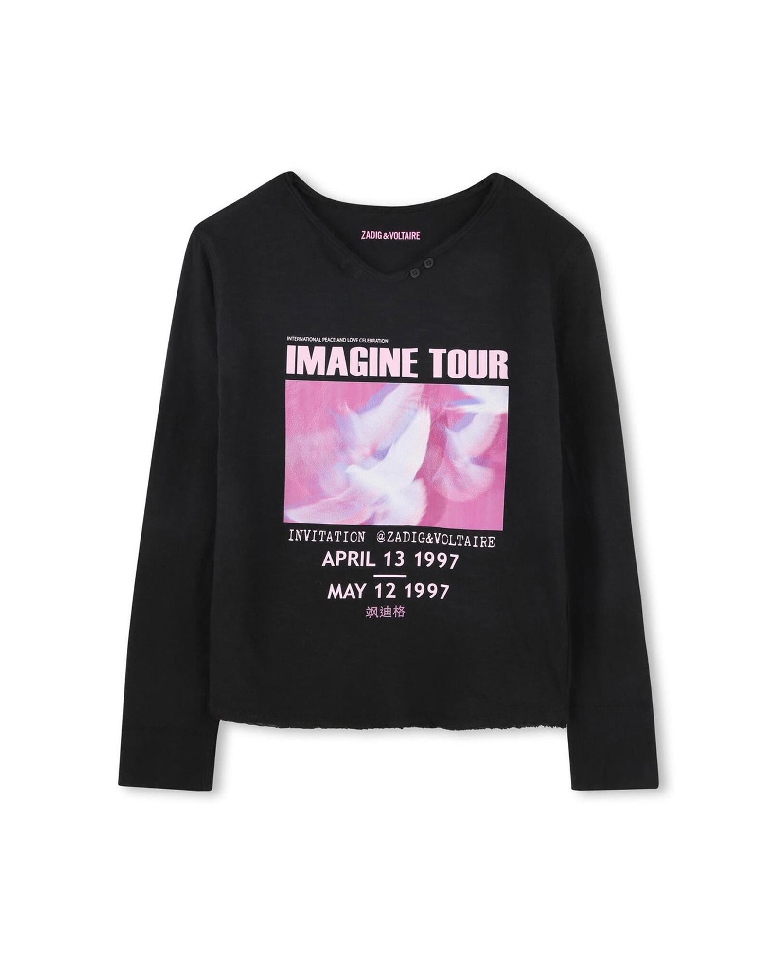 T-shirt à manches longues à illustrations en coton - Black