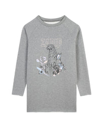 Robe à illustrations en coton - Gris Chiné