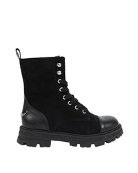 Lace-up leather ankle boots - Black