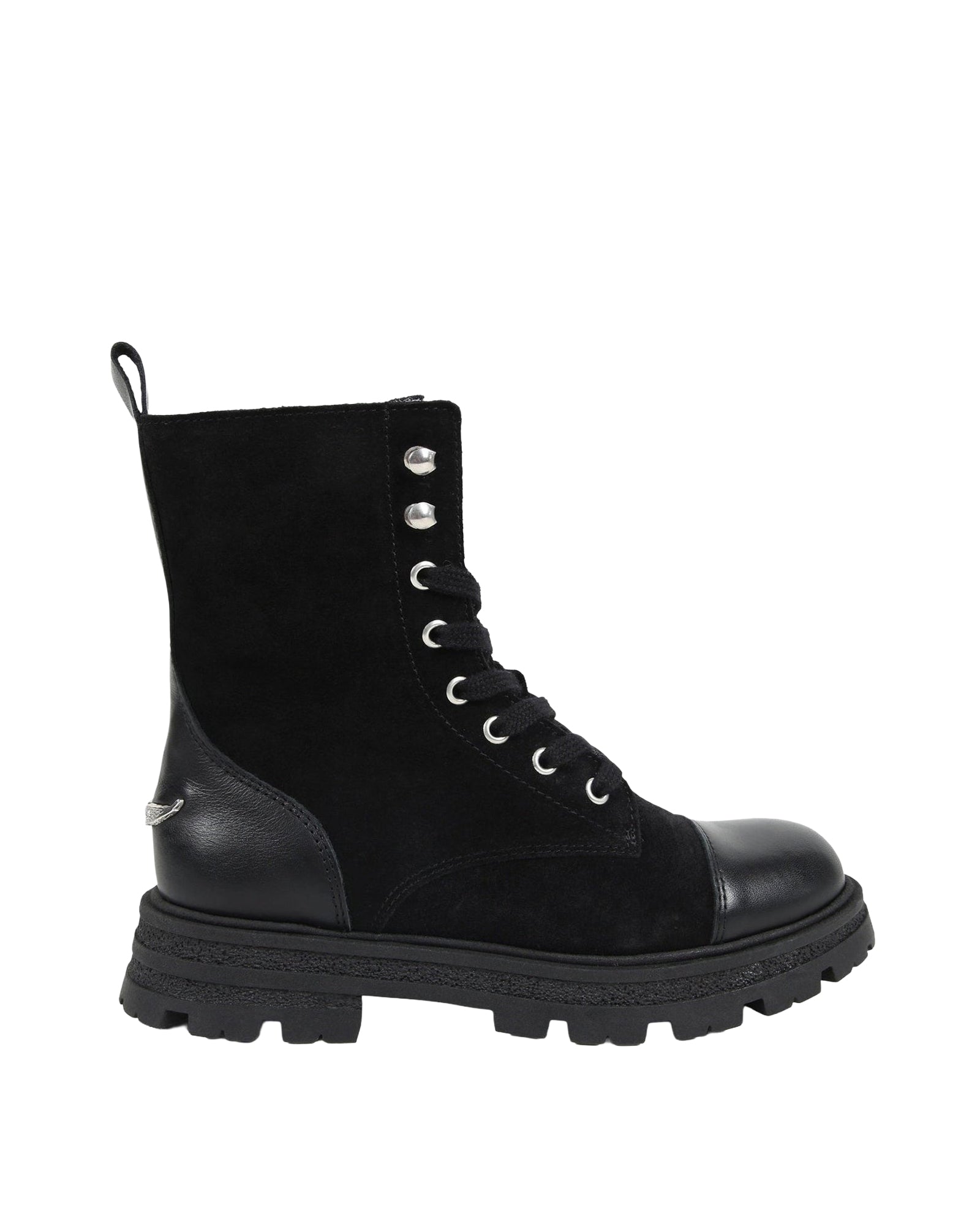 Lace-up leather ankle boots - Black