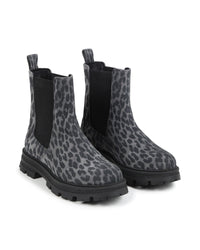 Bottines Chelsea imprmé léopard en cuir - Black