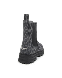 Bottines Chelsea imprmé léopard en cuir - Black