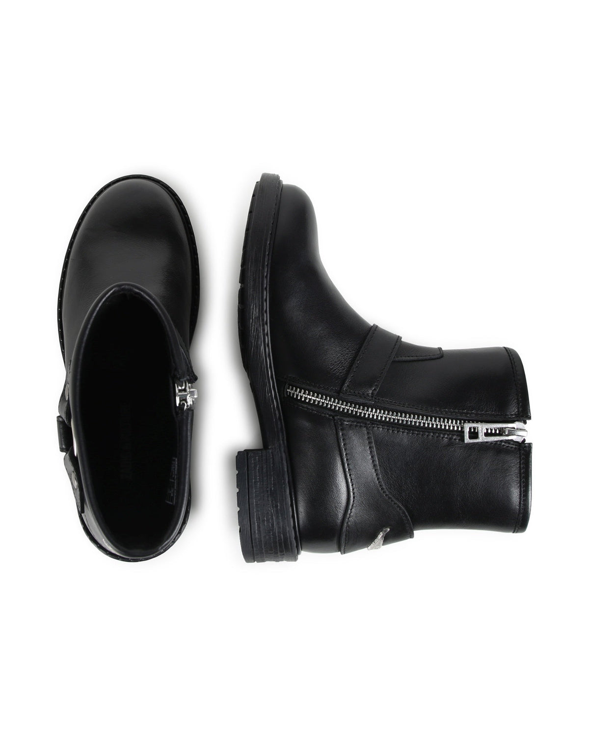 Bottines à zip en cuir - Black