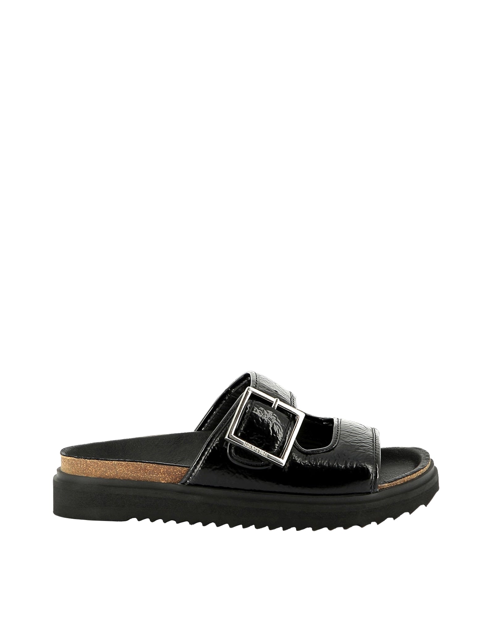 Sandals with buckle fastening in leather - Black