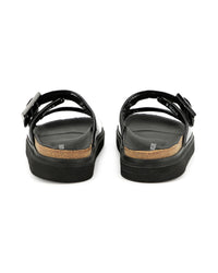 Sandals with buckle fastening in leather - Black
