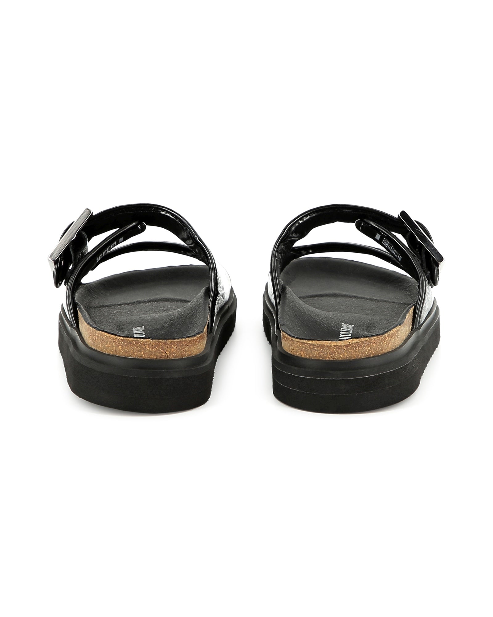 Sandals with buckle fastening in leather - Black