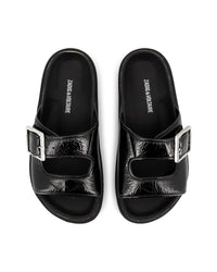 Sandals with buckle fastening in leather - Black