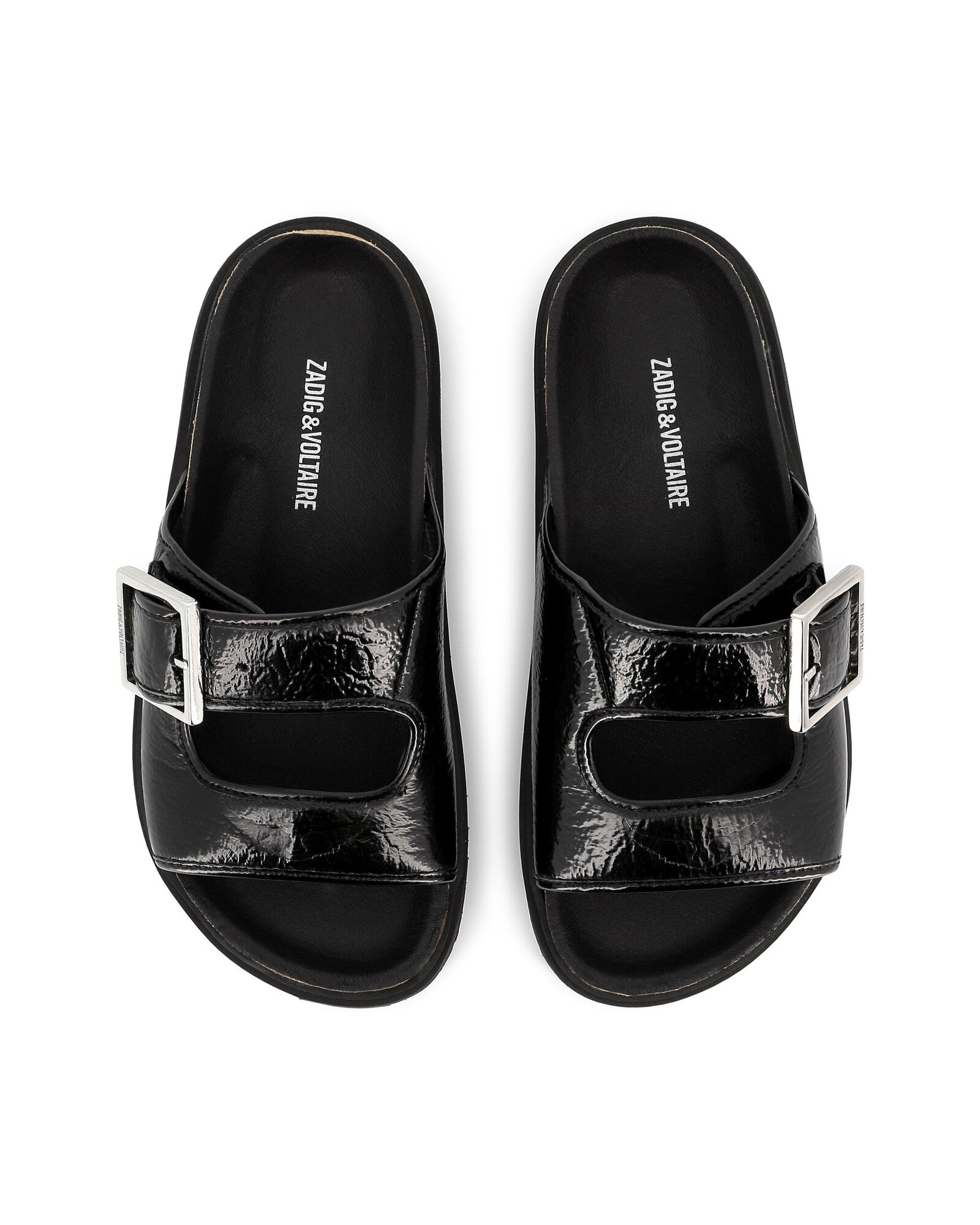 Sandals with buckle fastening in leather - Black