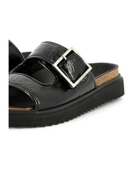 Sandals with buckle fastening in leather - Black