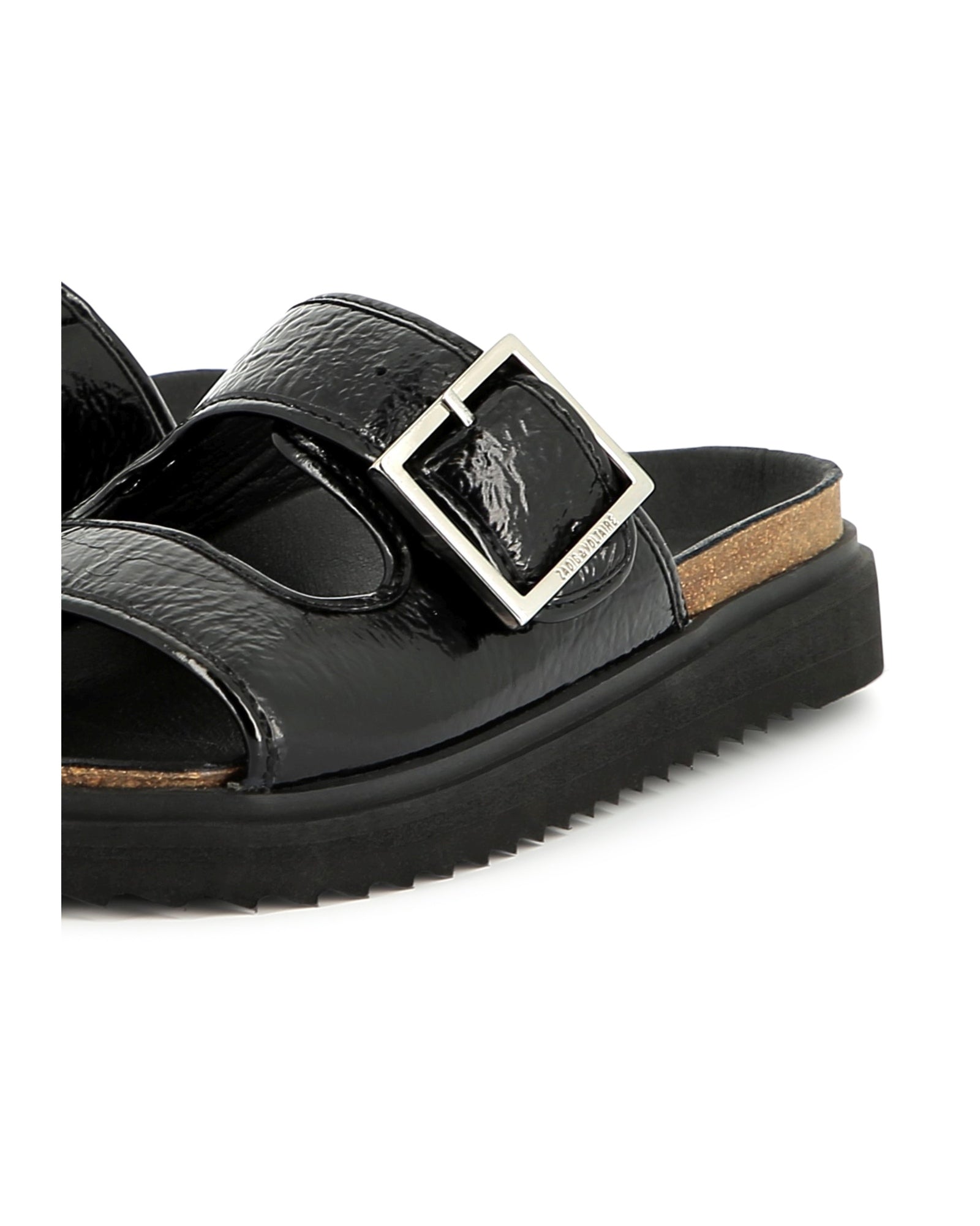 Sandals with buckle fastening in leather - Black