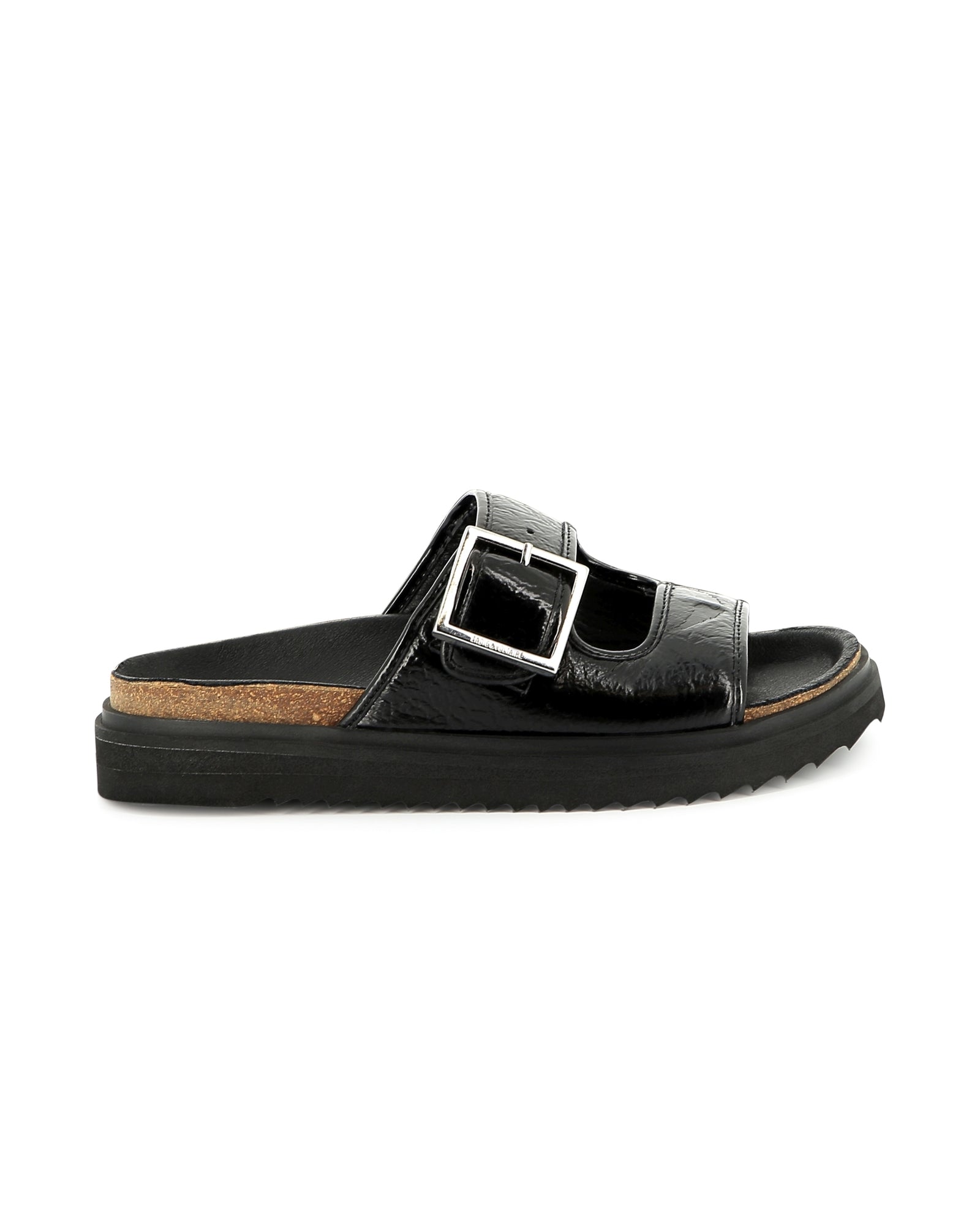 Sandals with buckle fastening in leather - Black