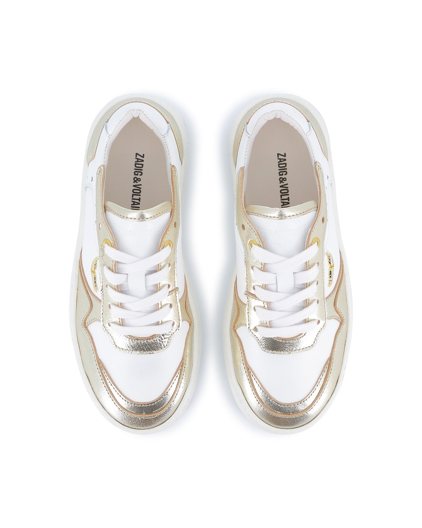 Sneakers à lacets en cuir - Light Gold