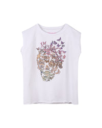 Cotton tank top with print - White