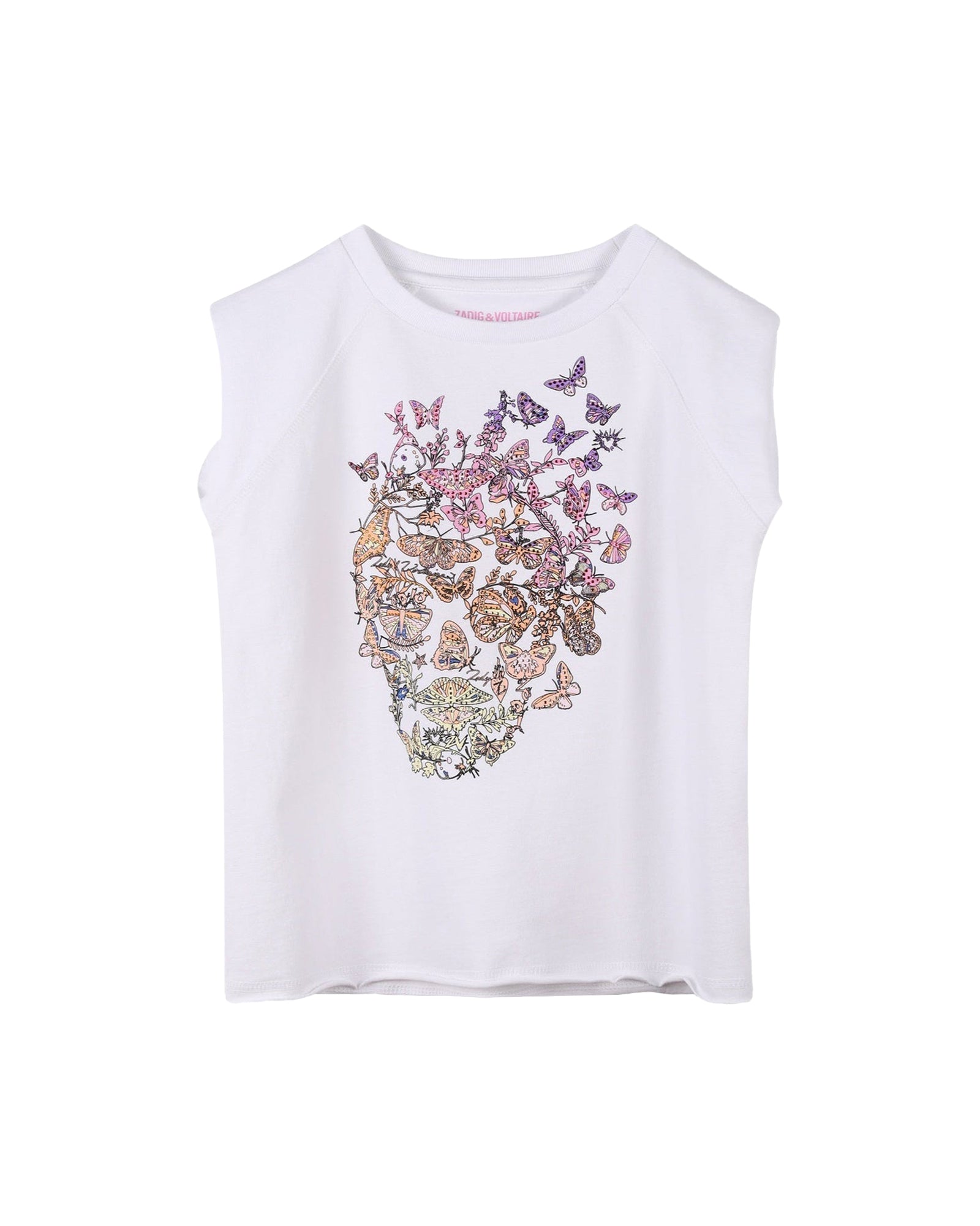 Cotton tank top with print - White