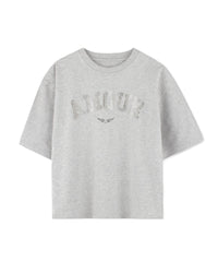 T-shirt avec illustration en coton - Gris Clair Chiné