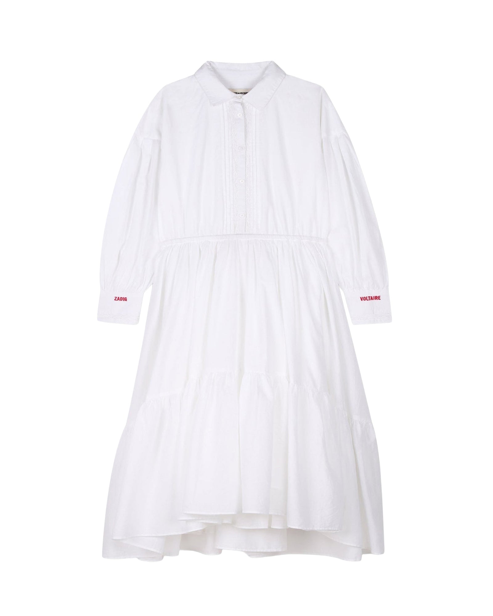 Ceremonial dress in cotton voile - White