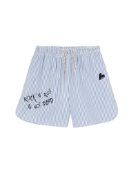 Short à taille élastiquée en coton - Bleu Ozone