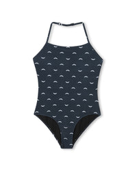 Allover print 1-piece swimming costume - Black
