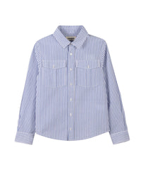 Chemise à rayures en coton - Bleu Ozone