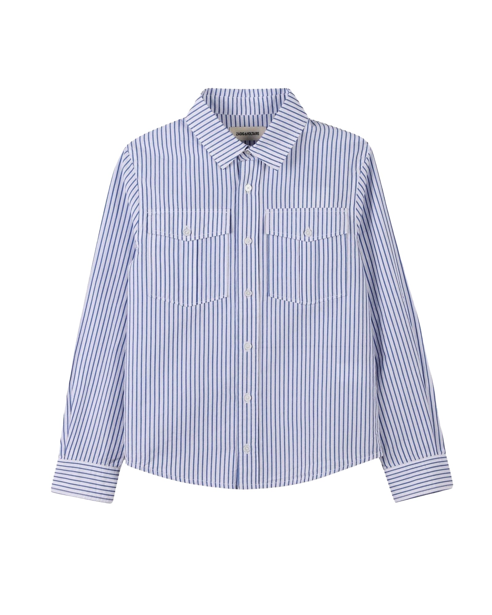 Chemise à rayures en coton - Bleu Ozone