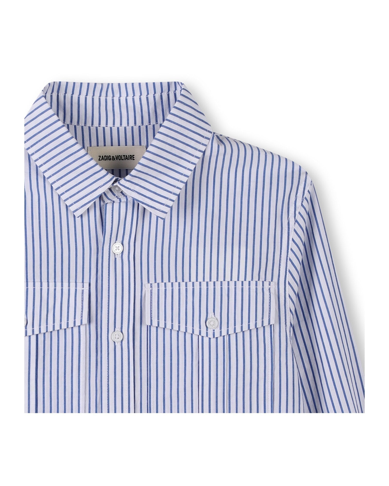 Chemise à rayures en coton - Bleu Ozone