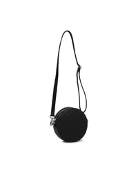 Sac à main rond en textile et enduit lisse - Black