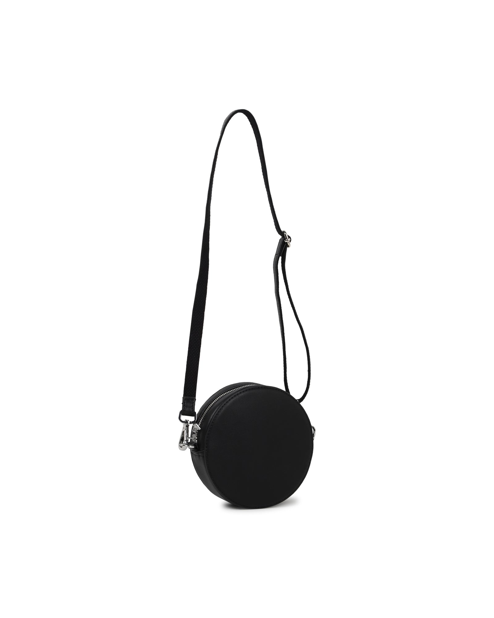 Sac à main rond en textile et enduit lisse - Black