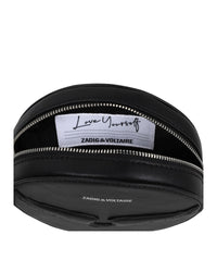Sac à main rond en textile et enduit lisse - Black